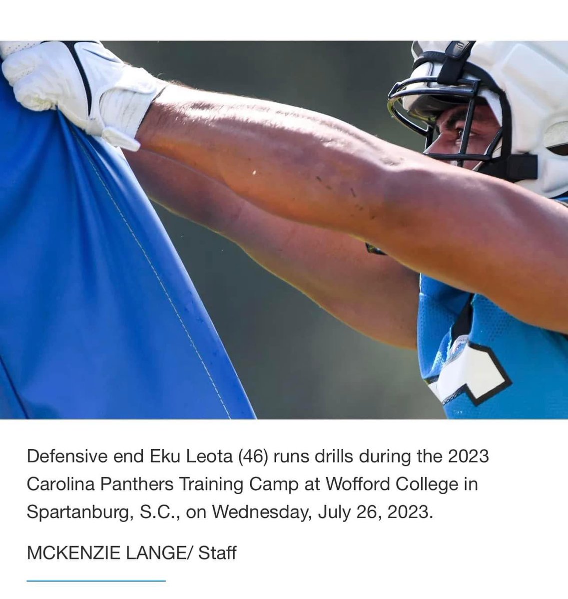 AMSFootball2's tweet photo. Former Cougar(Eku Leota) in training camp putting in work. (Keep Pounding) https://t.co/4D4yMZV9K8