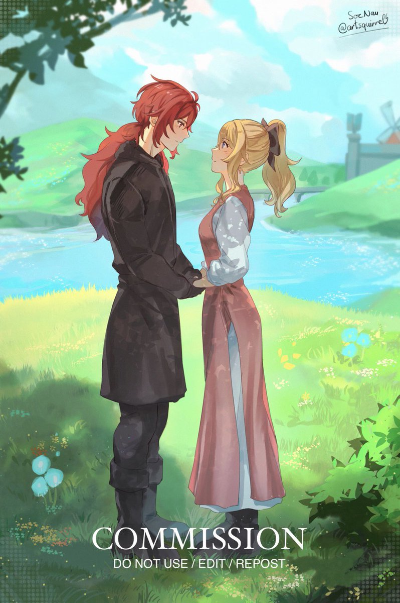 ディルック(原神) ,琴|ジン(原神) 「The Princess Bride AU #jealuc #dawndelio」|SocNau 🦉🦁 Dawndelionのイラスト