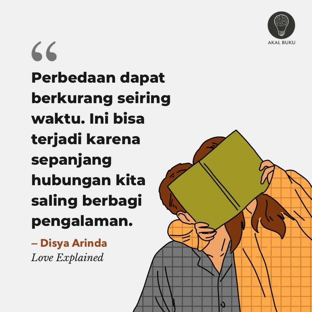 AkalBuku's tweet photo. Kecocokan bukan hal yang bisa dinilai dari satu dua kali kencan. Kecocokan itu dibangun dari kesediaan kedua pihak untuk berkompromi. https://t.co/jJHhbgvB67