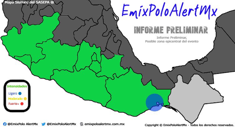 EmixPoloAlertMx's tweet photo. Informe Preliminar del evento:
#Sismo del 27 Jul 2023 20:06:39 hrs. entre los Límites de Veracruz y Oaxaca. Se estimó un efecto LIGERO en la zona del evento. Más información en https://t.co/xjlNbIVDhc
#LaPrevenciónEsNuestraFuerza, #EmixPoloAlertMx. https://t.co/DQIghSCS5N