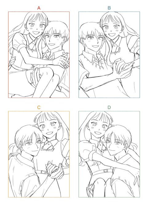 2巻の表紙を決める時に描いたラフなんですが、通らなかったうちのひとつを清書してファンレターのお返事に添えました✍ どれも気に入っていたので… 