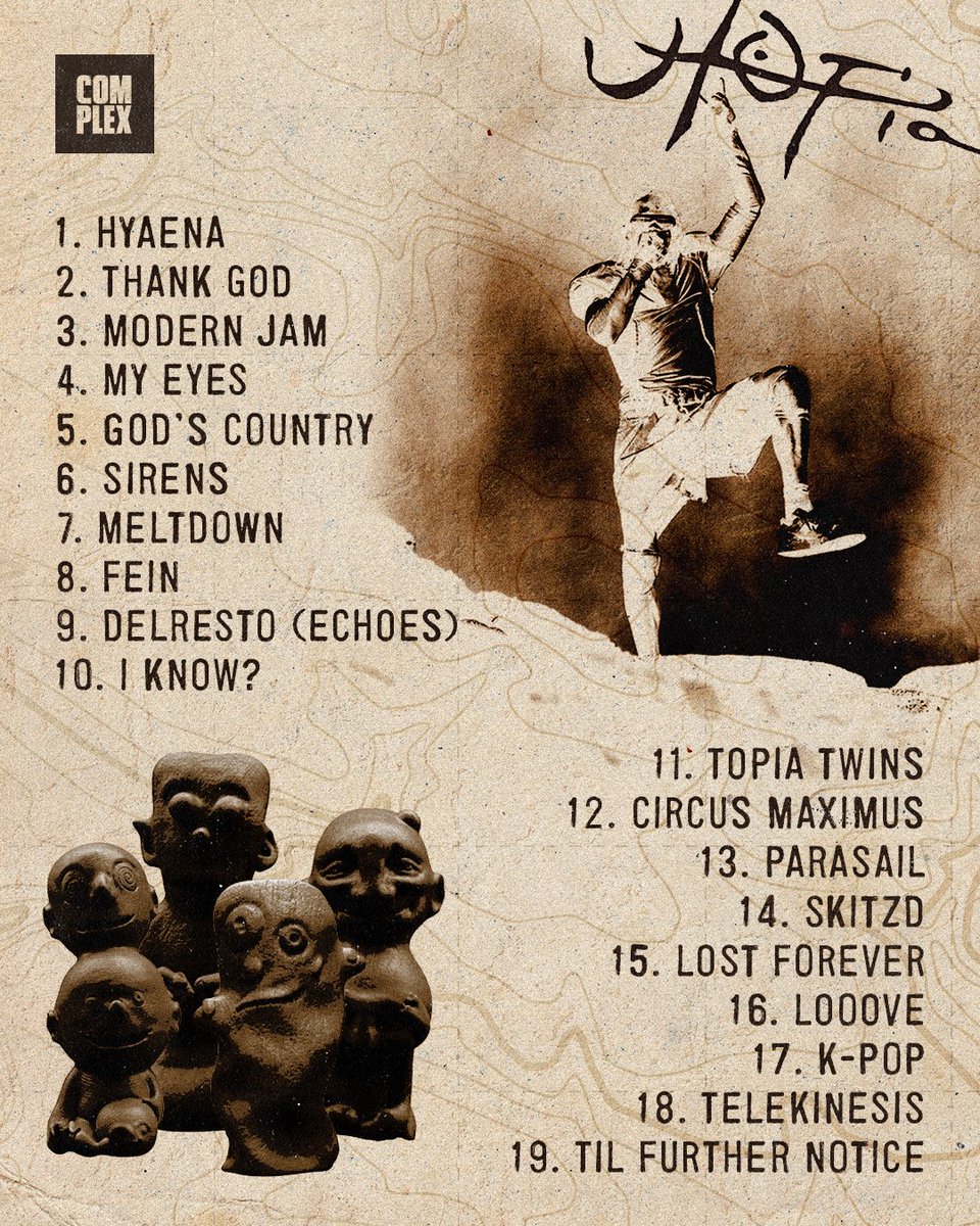ComplexMusic's tweet photo. TRAVIS SCOTT
‘UTOPIA’
TRACKLIST 🌵🔥 https://t.co/fkIKV07g7z