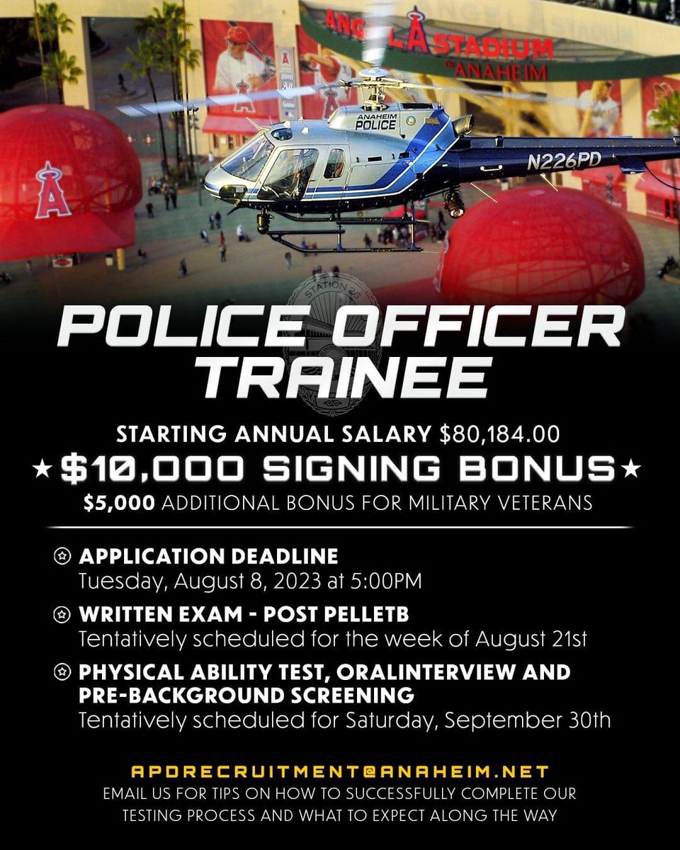 Rick_Armendariz's tweet photo. Invest in your future with Anaheim PD!

#JoinOurTeam for a career that offers unique and exciting growth opportunities! 

#joinanaheimpd #anaheim #anaheimpd #anaheimpolice #keepinganaheimsafe https://t.co/s6QsZPVBKB