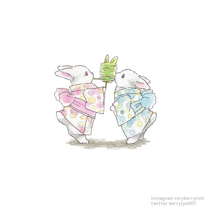 うさぎさんの夏祭りわたチモいっしょに食べよ 