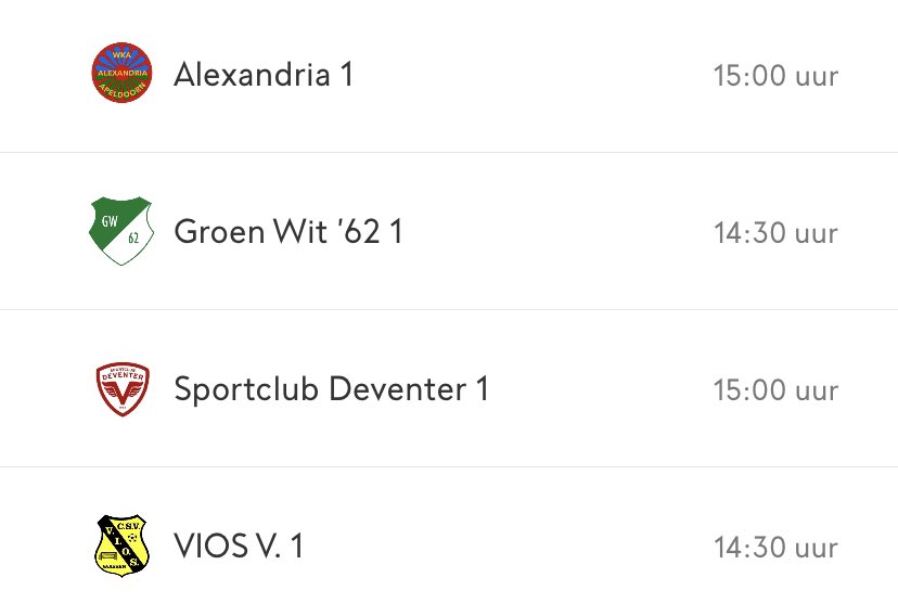 Beker indeling 1e elftal