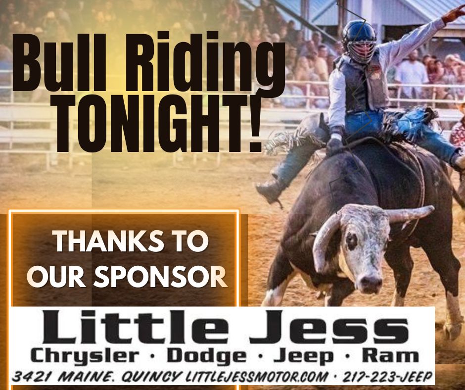 AdamsCountyFair's tweet photo. TONIGHT!!!
Come on out and enjoy BULL RIDING action brought to you by Little Jess Chrysler, Jeep, Dodge, Ram!
Make plans to join us for an awesome evening tonight!
Find the fair on your phone-- https://t.co/xfpJdmKK8D #AdamsCoFairIL https://t.co/BzRjtAxYEX
