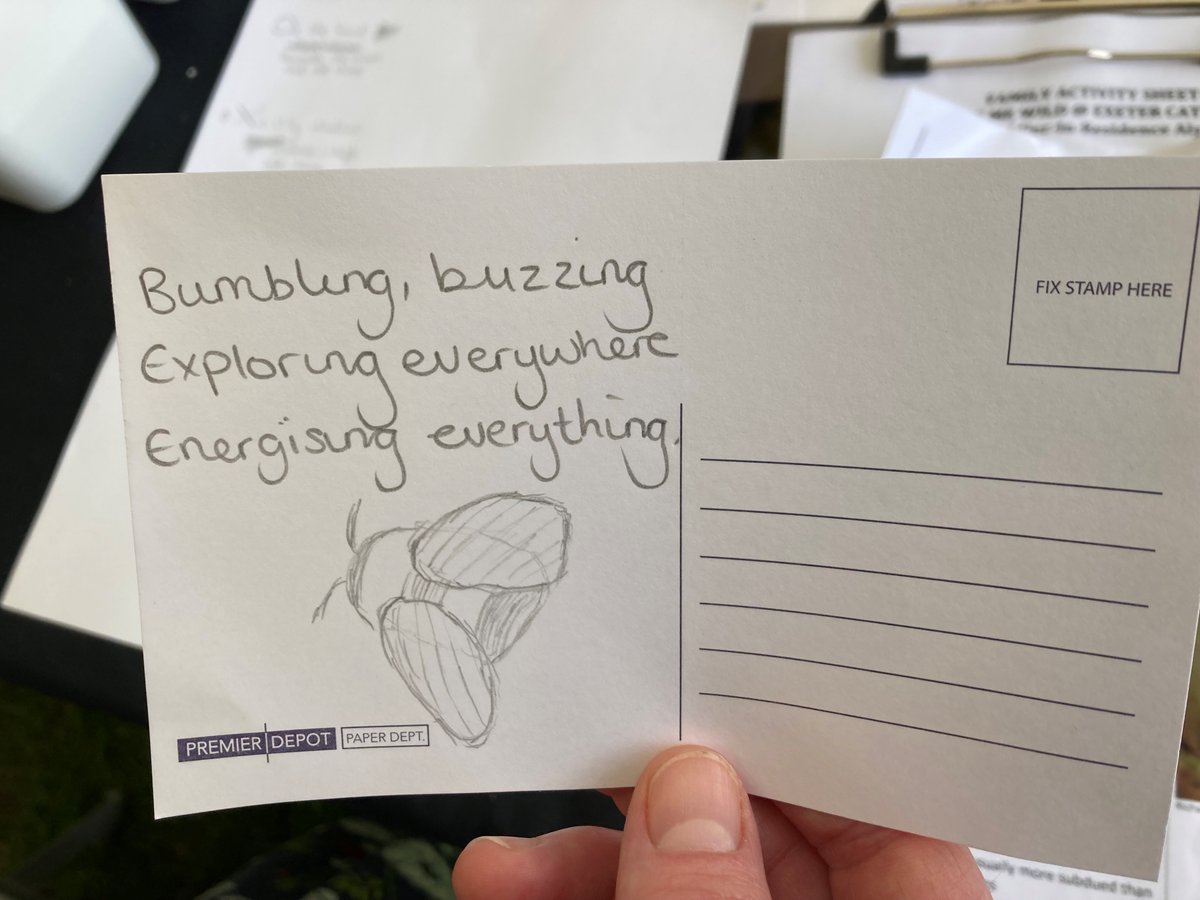 At our #BioBlitz, new #RiddlerinResidence, Aly Stoneman, held a workshop where visitors created their own nature-themed postcards. Aly will begin workshops with the local community including, St Petrock’s in August. #ExeterCathedral #YourCathedral <a href="/ExeterCathedral/">ExeterCathedral</a> <a href="/HeritageFundUK/">The National Lottery Heritage Fund</a>