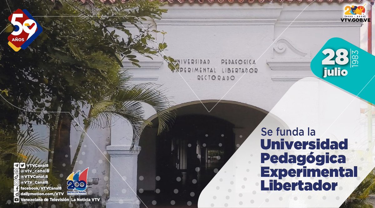 VTVcanal8's tweet photo. #EFEMÉRIDE🗓️| La Universidad Pedagógica Experimental Libertador se fundó el #28Jul de 1983, desde entonces, genera conocimientos útiles para implementar procesos pedagógicos innovadores e impulsar la realidad social de manera equitativa y solidaria.

#AmigoComandante https://t.co/93Psd2GCwW
