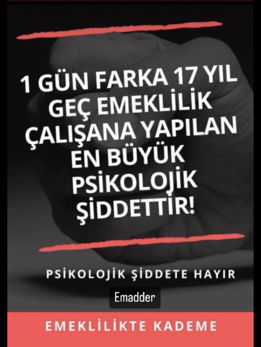 Akranlarımızdan hatta yaşça küçüklerimizden çok daha fazla prim ödeyerek çok daha fazla çalışarak onlardan 17-20 sene sonra emekli edilmek istenmemiz hangi yasa ile açıklanabilir? Emeklilik çalışarak kazanılır sihirli bir tarihle değil. 
#KademeHakkimizdir hakkımızı istiyoruz.