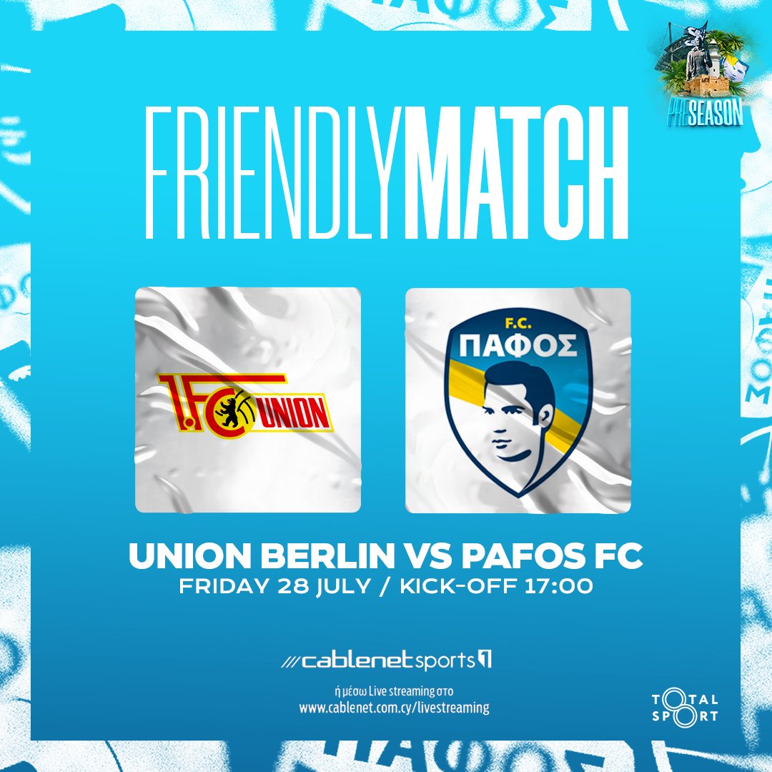 GameDay | Friendly Match 🆚 Union Berlin ⏱️ 17:00 📅 28/07 📺 Cablenet Sports #pafosfc #wearepafos #GrowingTogether #preSeason