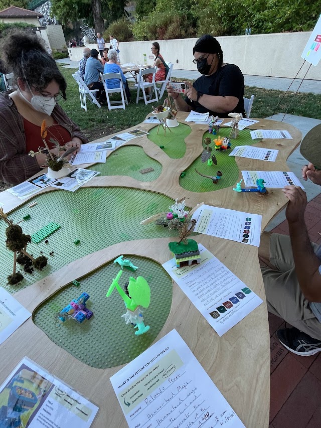 The Floating Kīpuka table at <a href="/montalvoarts/">Montalvo Arts Center</a> Take Time festival. Photos and resulting story cards will be on this gallery page: floatingkipuka.com/gallery