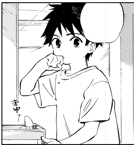 波のしじまのホリゾント 主人公の陸くんです 
小学5年生です
たぶん一ヶ月ごとに数センチずつ身長が伸びている🎐

twitterで週刊連載してますん→https://t.co/6wSO74WDFK 