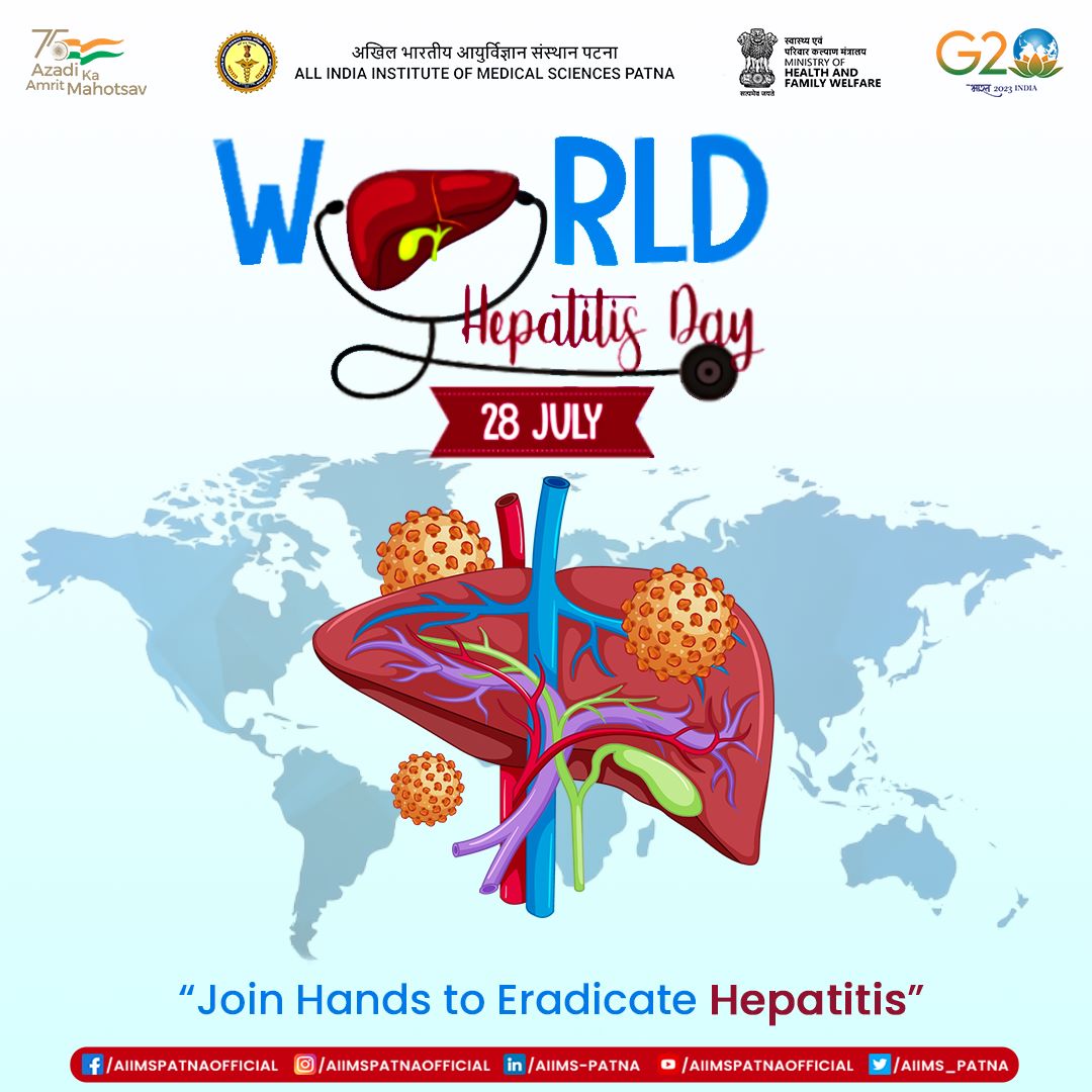 aiims_patna's tweet photo. 28th of July is observed as #World_Hepatitis_Day . Today, as we commemorate this Day, we come together as a #global_community to shed light on one of the world's most pressing public health challenges. Hepatitis, a group of infectious diseases, affects millions of people https://t.co/6e9wWYG0LZ