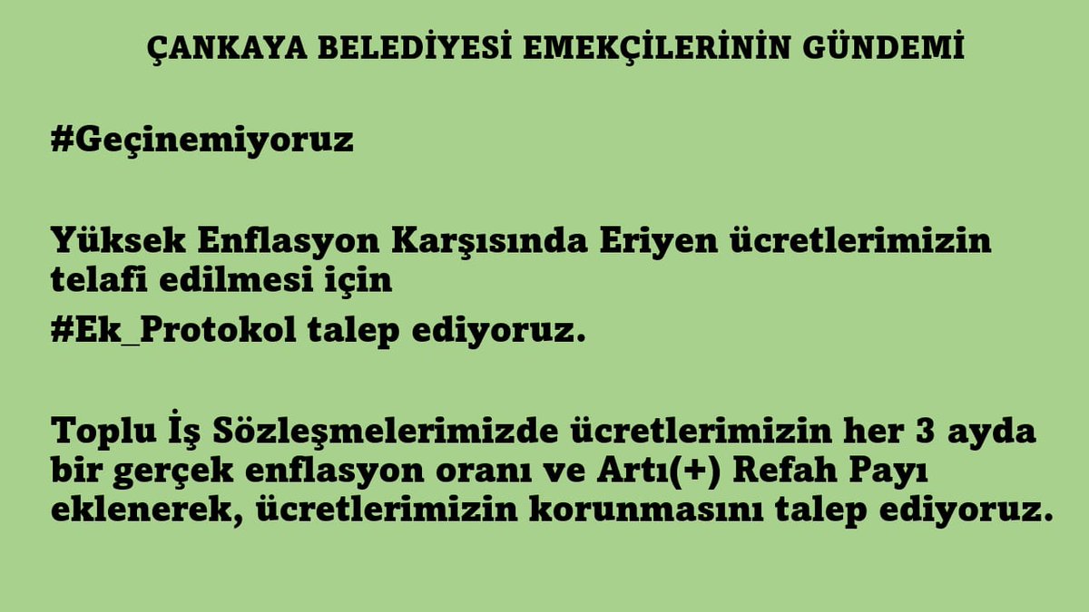 cankayaemekci's tweet photo. @cankayabelediye'si işçileri olarak asgri ücrete çalışıyoruz. Bu maaşlarla  geçinmek çok zor. Çankaya İşçisinin gündemini de dile getirin #Geçinemiyoruz
@ArzuCerkezoglu @DiSK_Genel_is 
@halktvcomtr @gozdeseker 
@KucukkayaIsmail
@AlperTasdelen06 @herkesicinCHP https://t.co/F22BnF8vaC