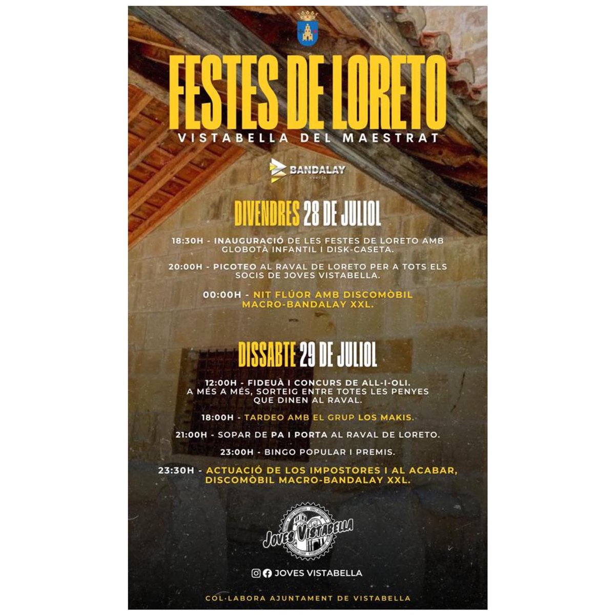 DipCasJuventud's tweet photo. 😎 Hui i demà no et perdes les Festes de Loreto, de @VistabellaAjunt  amb activitats per a totes les edats.

▪️ ▪️ ▪️ ▪️ ▪️ ▪️ ▪️ ▪️ ▪️

😎 Hoy  y mañana no te pierdas las Fiestas de Loreto, de @VistabellaAjunt con actividades para todas las edades.

#JoventutCastelló https://t.co/XnxoYvXEs5