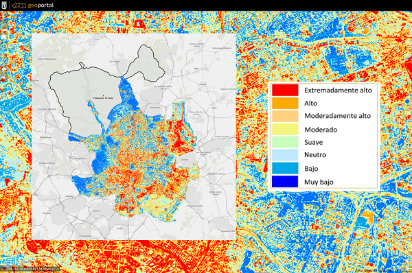 geoportalmadrid's tweet photo. En #GeoportalMadrid 🔝
Mapa analítico del #Clima urbano de #Madrid👇
🗺 https://t.co/1YMmb7gNzB
Mapa Isla de Calor Urbano 2022 👇 generado a partir de imágenes obtenidas por el sensor TIRS 🛰️ de Landsat 8 
Evaluación multicriterio y 8⃣ niveles de confort térmico.

#AnálisisGEO https://t.co/TFZD8Qw9hS