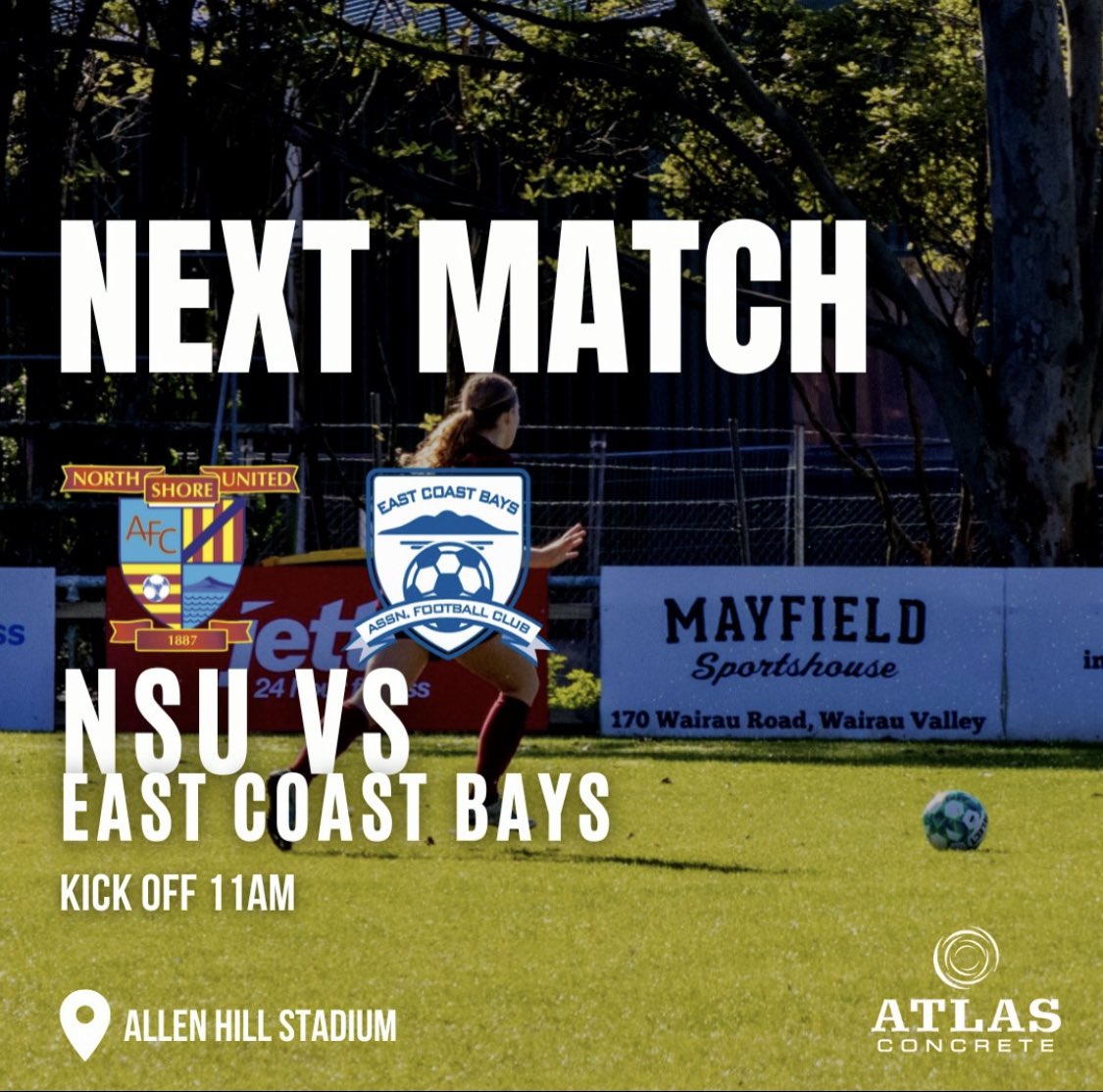 A doubleheader at home!

For the first time this year, both the men's and women's teams are at home this weekend.

Catch U-23s and Men's first team l tomorrow with kickoffs at 12:30 and 3pm.

Sunday sees the Women's first team take on local rivals East Coast Bays at the hill.