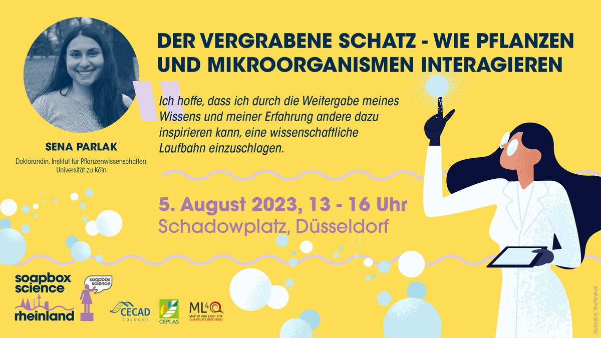 📢Speaker introduction: Meet our inspiring speaker Sena Parlak <a href="/SenaParlak__/">Sena Parlak</a> from <a href="/ceplas_1/">CEPLAS</a> in <a href="/UniCologne/">Universität zu Köln</a> . She will give a talk at our <a href="/SoapboxScience/">Soapbox Science</a> event this year!

📅 Saturday, 05.08.2023
📍 Düsseldorf, Schadowplatz

#WomenInSTEM #scicomm #duesseldorf