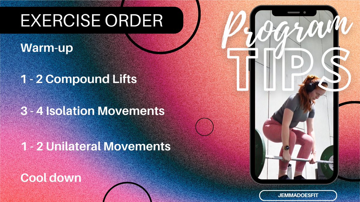 exerscientistau's tweet image. It can be really hard to correctly order your gym exercises for maximum benefit! Generally, we want the heaviest and hardest exercises first, with the more skill-based low/zero load exercises last.  #exercise #gymprogram #beginner