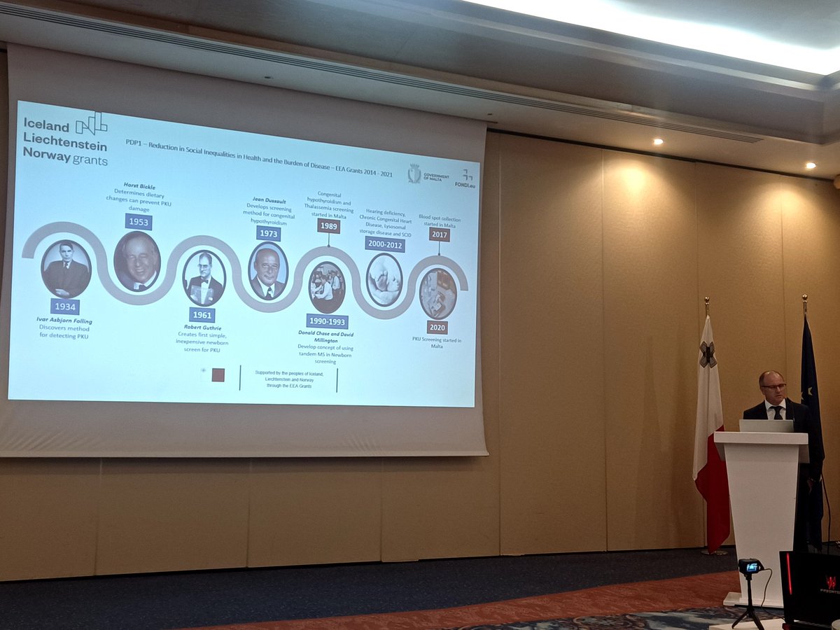 DhirMalta's tweet photo. Interesting refresher on the evolution of #neonatal #screening over time by Ian Brincat, technical lead within the @EEANorwayGrants funded project on #prevention, #screening and #intervention to develop our #children to their #maximumpotential https://t.co/Gukkf76n6n