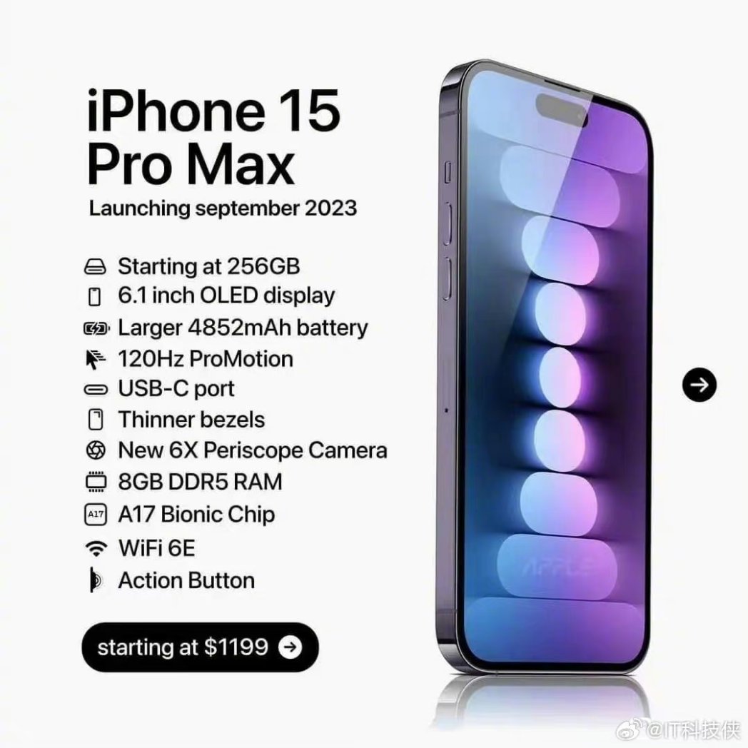 Vishal_Hodage's tweet photo. The prices of the iPhone 15, Plus, Pro, and Pro Max have been leaked online.

Apple is expected to host its next event in September this year.

The new 2023 iPhone 15 Pro models are said to be very expensive.

Here are the first look of iPhone series.👇👇 https://t.co/jIPzTEtSlx