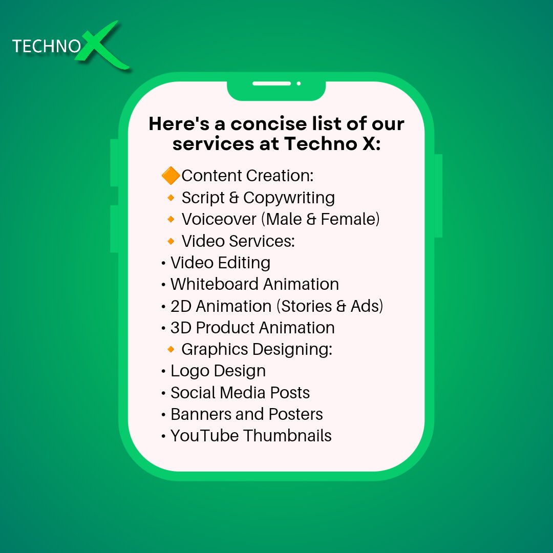 TechnoX0fficial's tweet photo. #TechnoX has a team dedicated to : 

• Crafting captivating Content
• Mesmerizing alAnimations
• Stunning Graphics
• Managing your SM &amp; YT
• WEB Designing
• Digital Marketing 

Choose Techno X for unparalleled digital solutions 
 
WhatsApp us 👇 
https://t.co/RrUUv11DpY https://t.co/Qsg9IbiFti