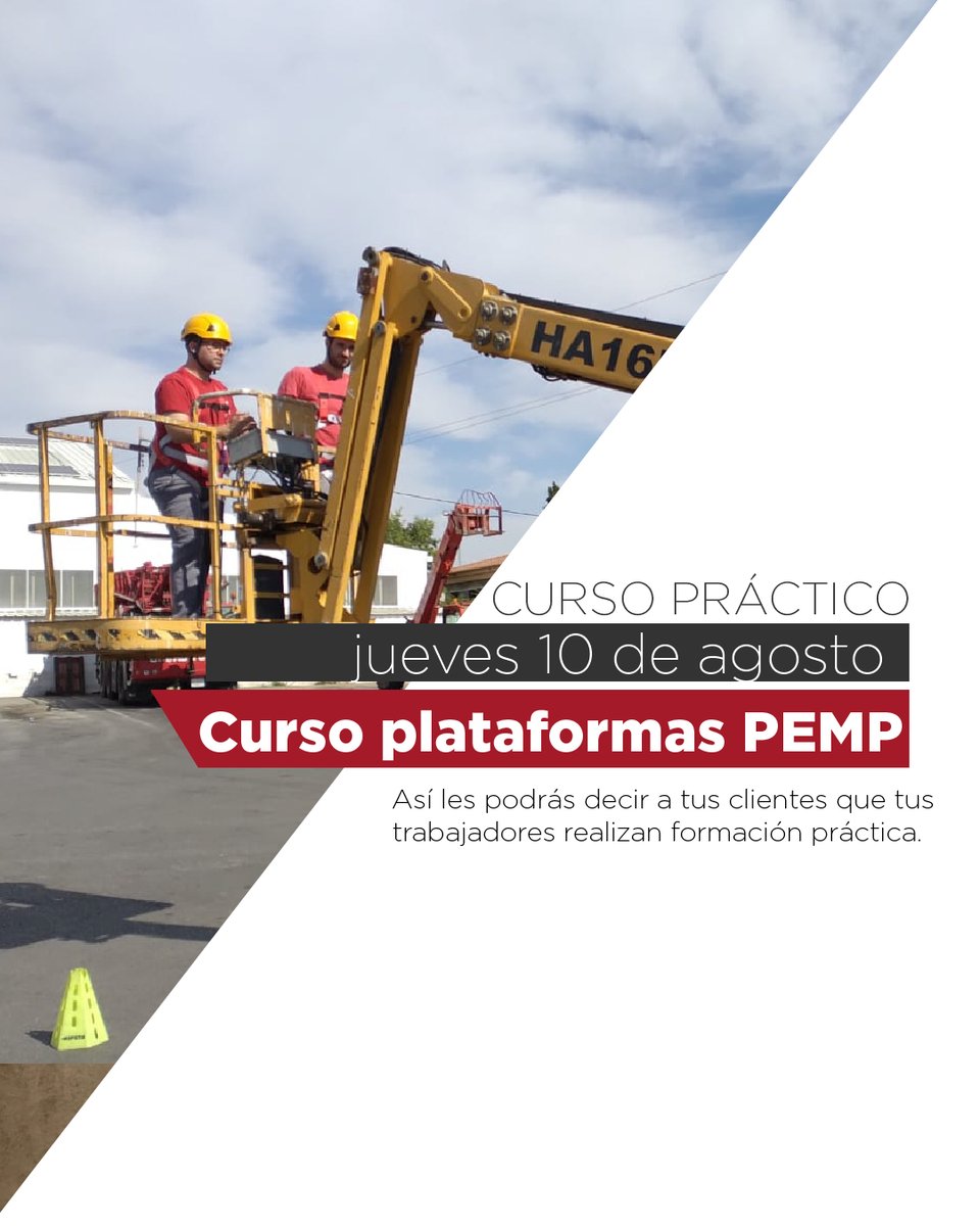 Preve-system (@prevesystem) on Twitter photo Nuevo curso en abierto de plataformas PEMP en Vila-real. Contacta en admin@preve-system.es y reserva tu plaza. Nuevo curso en abierto de plataformas PEMP en Vila-real. Contacta en admin@preve-system.es y reserva tu plaza.