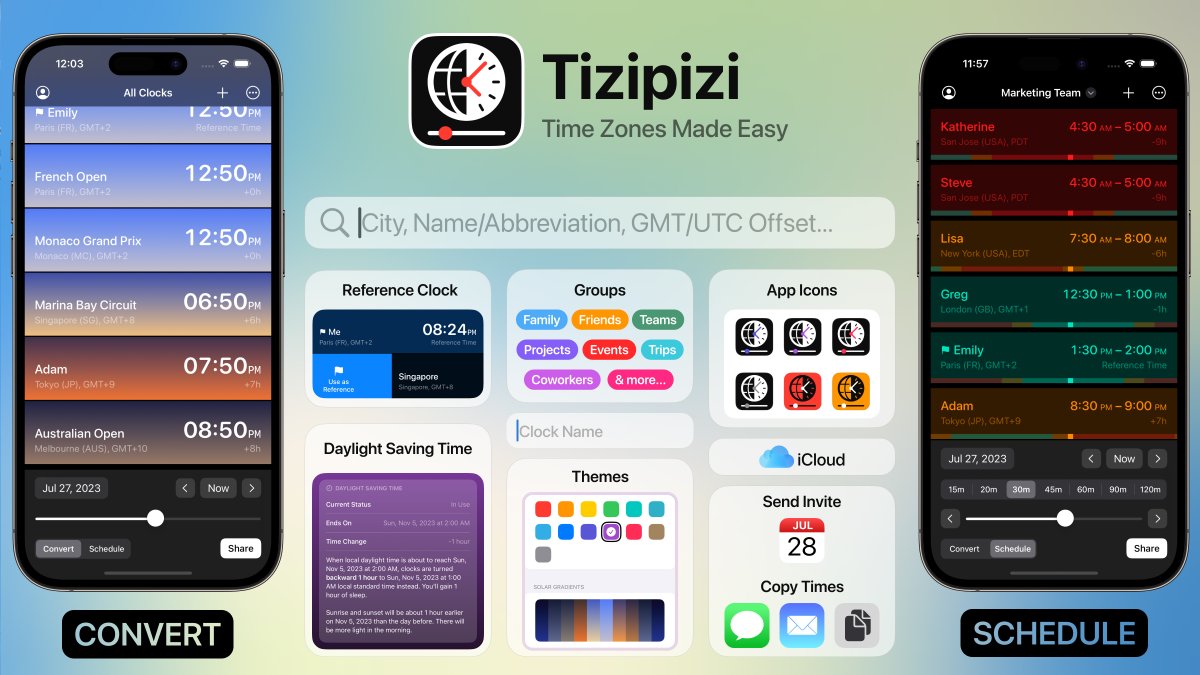 New App Store Release: Tizipizi! 🥳

Download on iPhone while it’s hot 🔥 tizipizi.app &amp; let me know!

<a href="/TizipiziApp/">Tizipizi</a> is your ultimate time zone management companion that makes converting time and scheduling meetings across the globe a breeze.

More about the app 🧵👇🏻