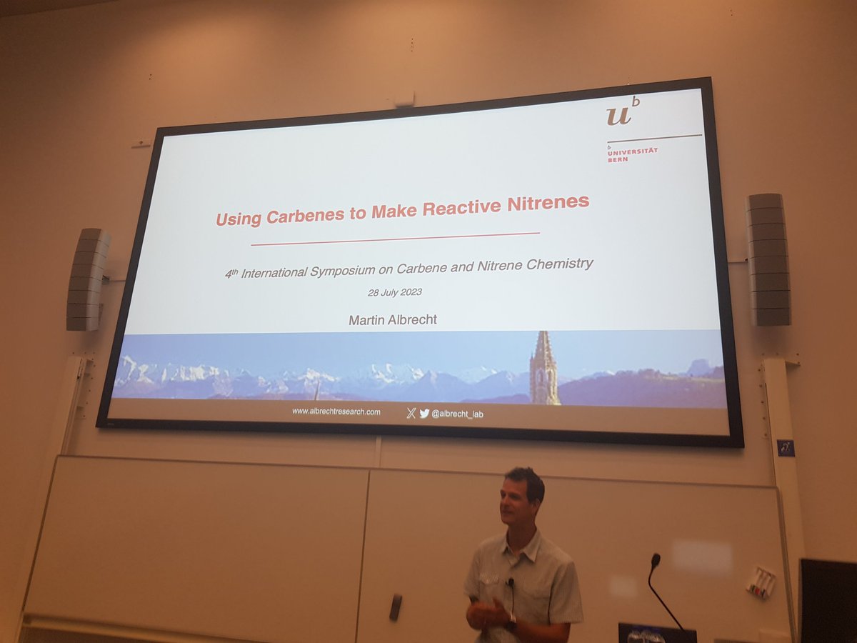 carbene_nitrene's tweet image. Prof Martin Albrecht, @albrecht_lab shows his beautiful work about ultrareactive low-coordinate, low-valent Fe catalysts for ring-closing C-H amination from organic azides via nitrene intermediates. Fantastic work, dito presentation!
#ISCNC2023
