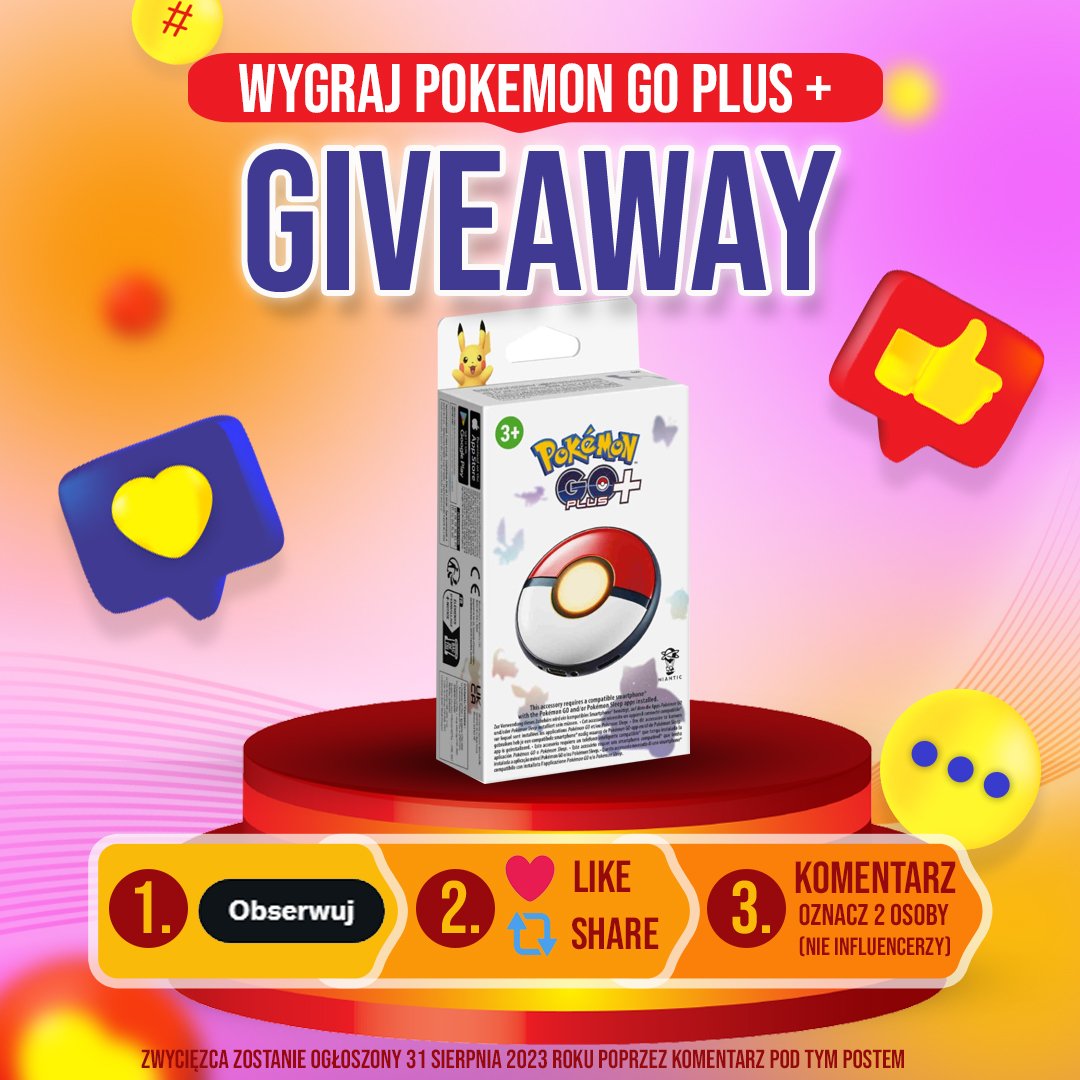 🎁🚨NOWY Giveaway #GiveawayAlert !🚨

🥇Nagroda: Pokemon GO Plus + (z wysyłką na terenie Polski) 

Zasady:
✅ Obserwuj <a href="/letsgotryYT/">LetsGoTry</a>
 🔁Retweet tego posta
❤️Daj serducho
🗨️Oznacz 2 osoby (niebędące influencerami/twórcami treści)

⏱Czas: Do 31 sierpnia 2023 (wyniki w poście)