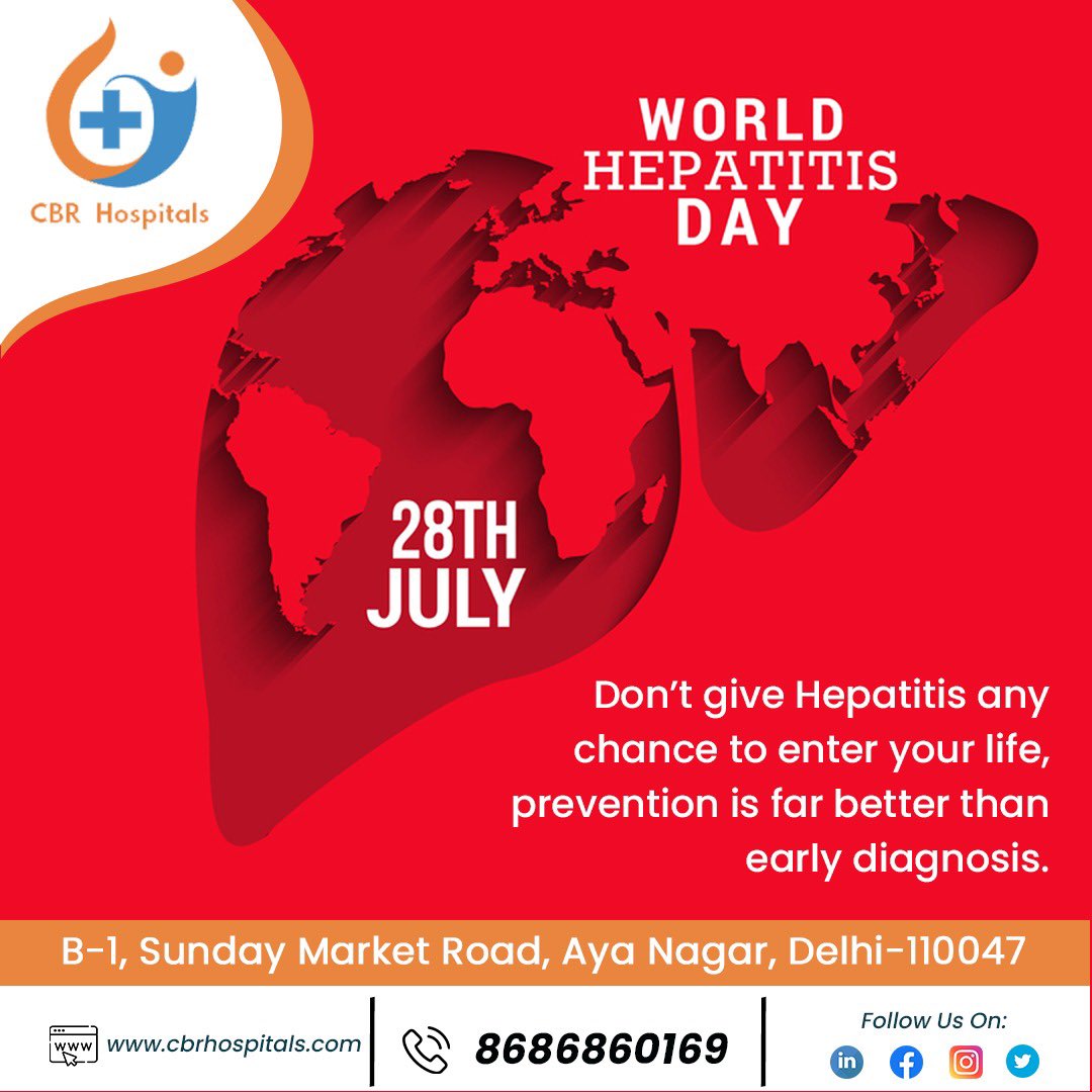 Let us put an end to all the stereotypical notions associated with Hepatitis on the occasion of World Hepatitis Day.Spreading awareness, one step at a time.
cbrhospitals.com
📞 8686860169

#hepatitisday #worldhepatitisday #hepatitis #hepatitisawareness  #cbrhospitals