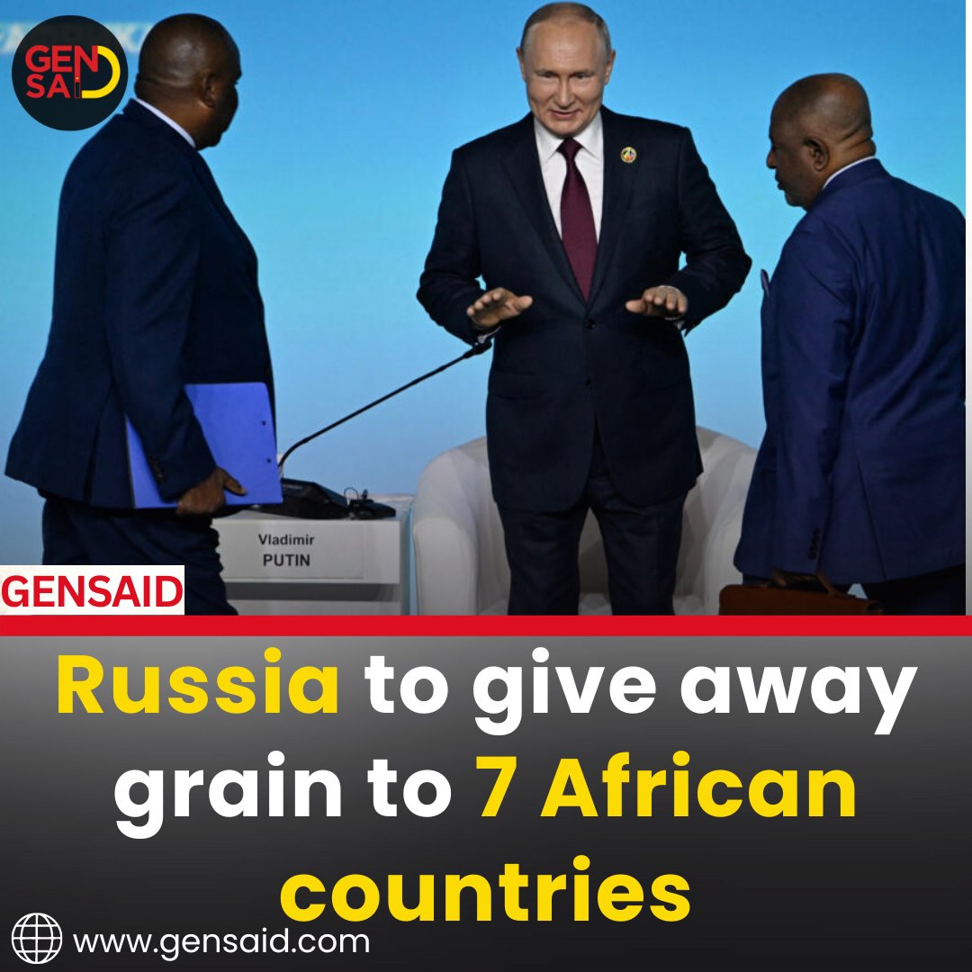 Gensaid_'s tweet photo. Russia has announced plans to give away thousands of tons of grain to African countries.

#Russia #grain #Africa #foodcrisis #warinukraine #foodprices #donation #free #gestureofgoodwill #welcomed #relief #help #alleviate #crisis #news #breaking #latest #trending #viral #mustre https://t.co/K887GMI4Iu