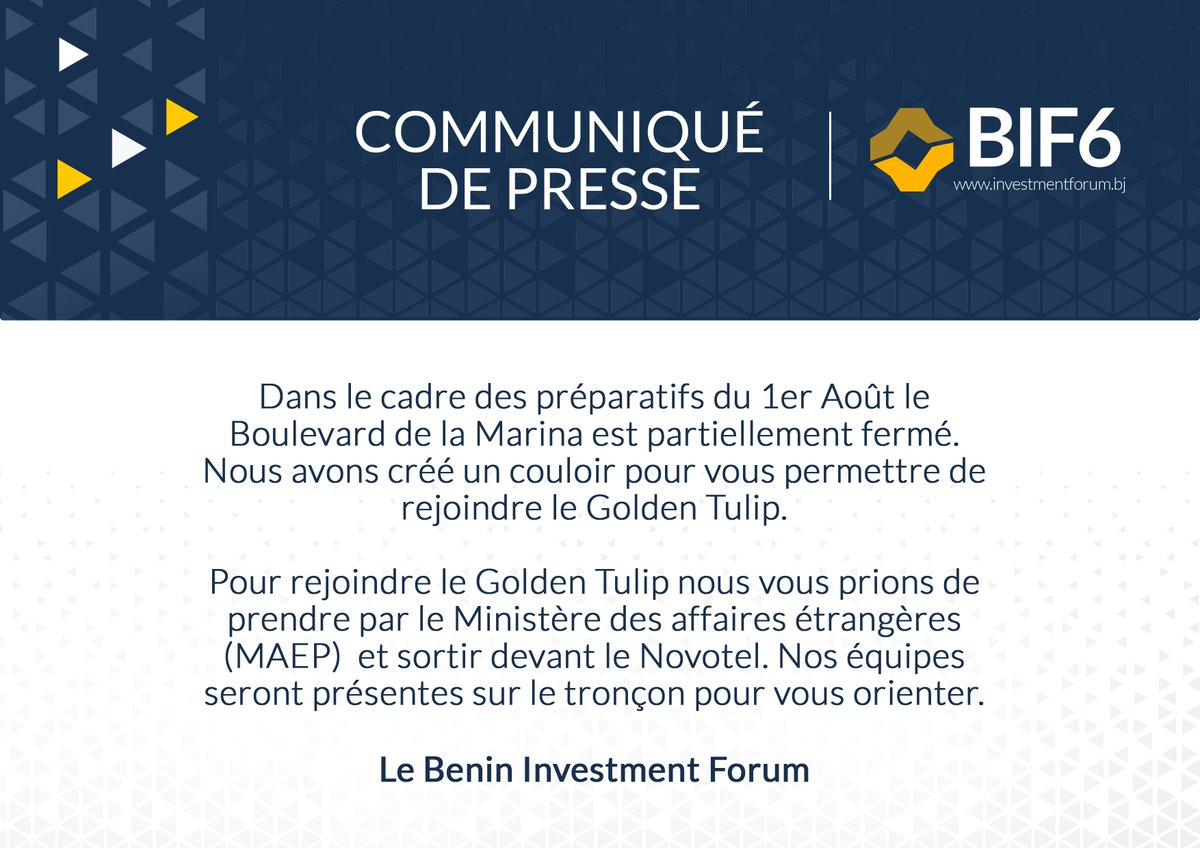 🚨Communiqué de Presse

#BIF2023 #VisitBenin #Wasexo 
#investment