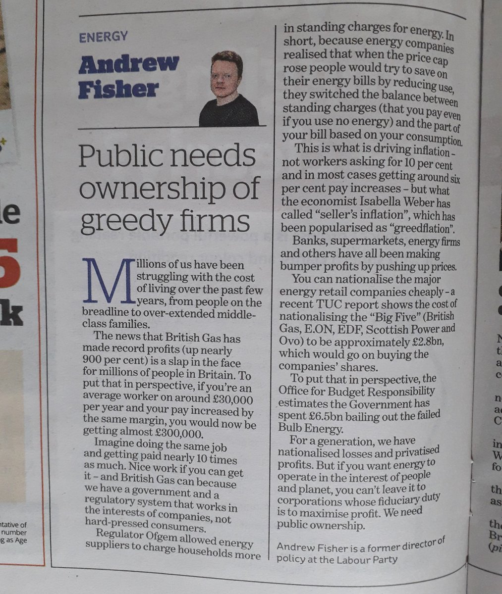 My piece in today's <a href="/theipaper/">The i Paper</a> on British Gas, profiteering and the case for public ownership.

Read online at: inews.co.uk/opinion/bumper…