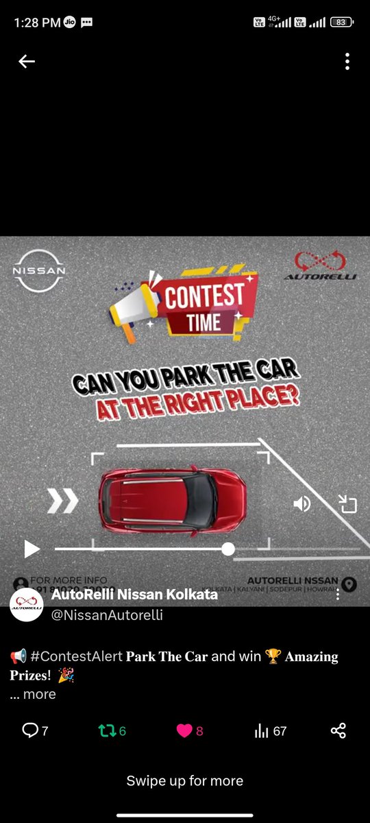 Here is My Perfect Screenshot

#Autorelli #Nissan #Kolkata #NissanMagnite #ContestTime #Giveaway #contestlovers #contestoftheweek #contestgiveaway #LuckyWinner @NissanAutorelli

Join,
@AtulTankha5
@Rajivtech35
@CheboluVasantha
@kmcheb12
@buttter__cup
@MrRajput2212
@Gayathrimohan_