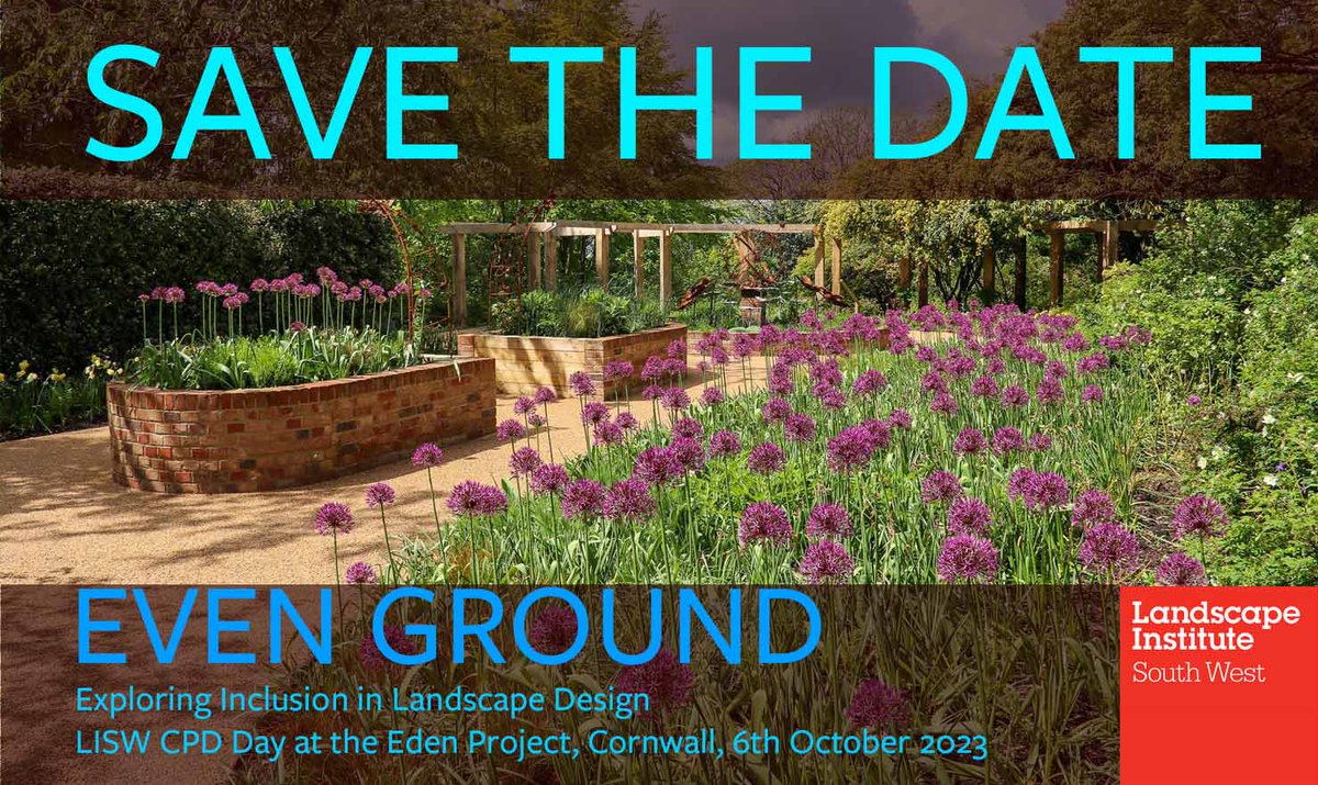 Join the Landscape Institute South West on 6th October for 'Even Ground'CPD day at the breathtaking Eden Project! A discussion the importance of social inclusion in landscape design. Book here: bit.ly/3Qc6lZV #EvenGroundConference #LandscapeInstitute #SocialInclusion