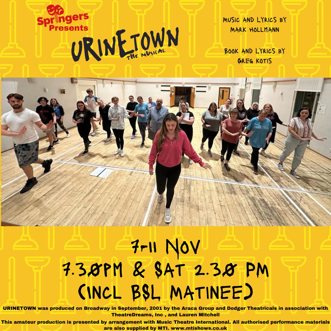 I never realized large, monopolizing corporations could be such a force for good in the world

Our production of Urinetown will be at Chelmsford Theatre Studio 7th -11th November
Tickets: chelmsfordtheatre.co.uk/events/urineto…

#Springers #Urinetown #MusicalTheatre #AmDram #SupportLocalTheatre