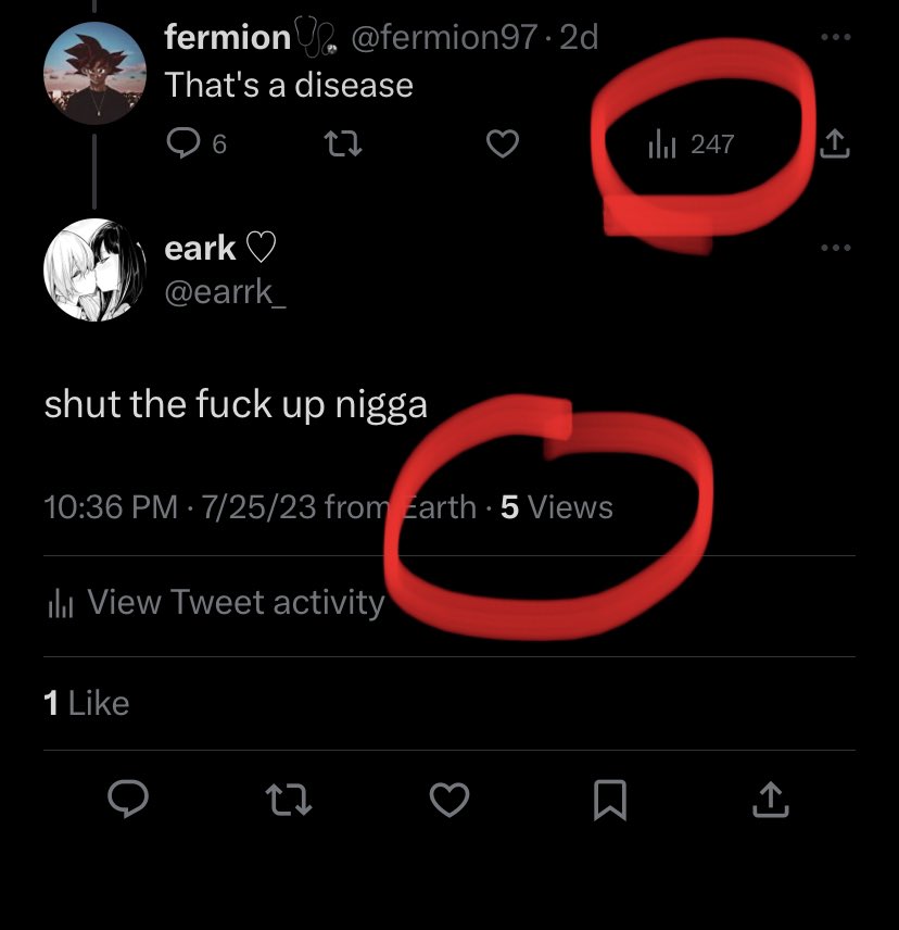 earrk_'s tweet photo. @fermion97 @pixorox99 @RepliesGreat look at this nigga, LOOK AT THIS VIEWS TO LIKE RATIO!! OWNED… https://t.co/AN4iKsfkL9