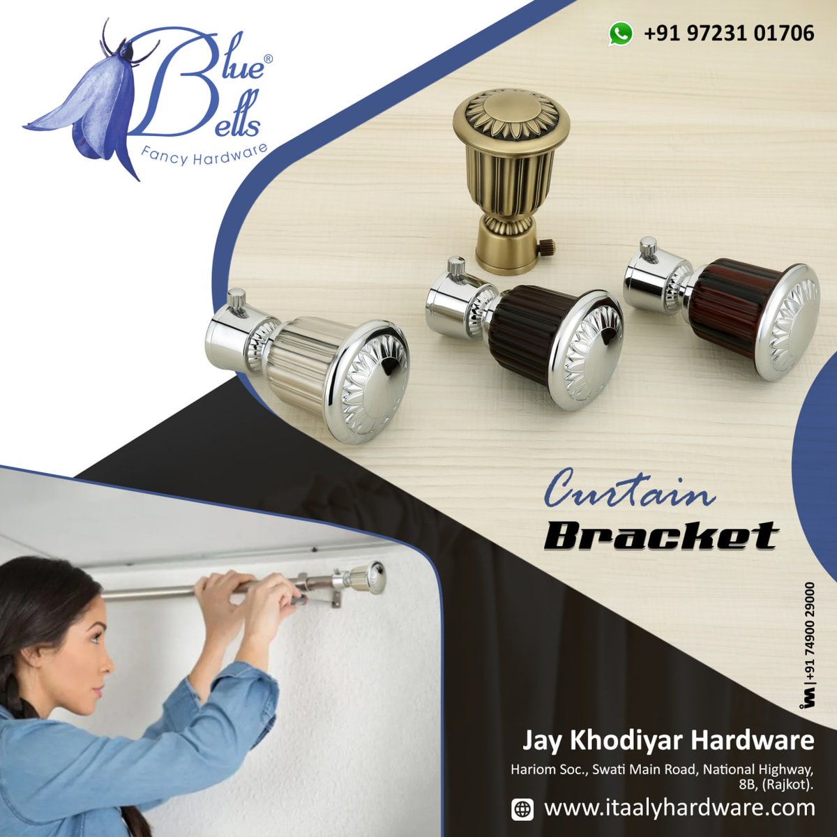 ibais_hardware's tweet photo. Jay Khodiyar Hardware (RAJKOT)

For enquiry via WhatsApp click:
https://t.co/ymmALuKko9

Mr. Bhavesh Asodariya - 97231 01706
#curtainbrackets #curtainaccessories #maindoorhardware #profilehandle #wardrobehandle #cabinethandle #doorprofilehandle #handlehardware
.
@IBAISMEDIA https://t.co/A16mMbzYwh
