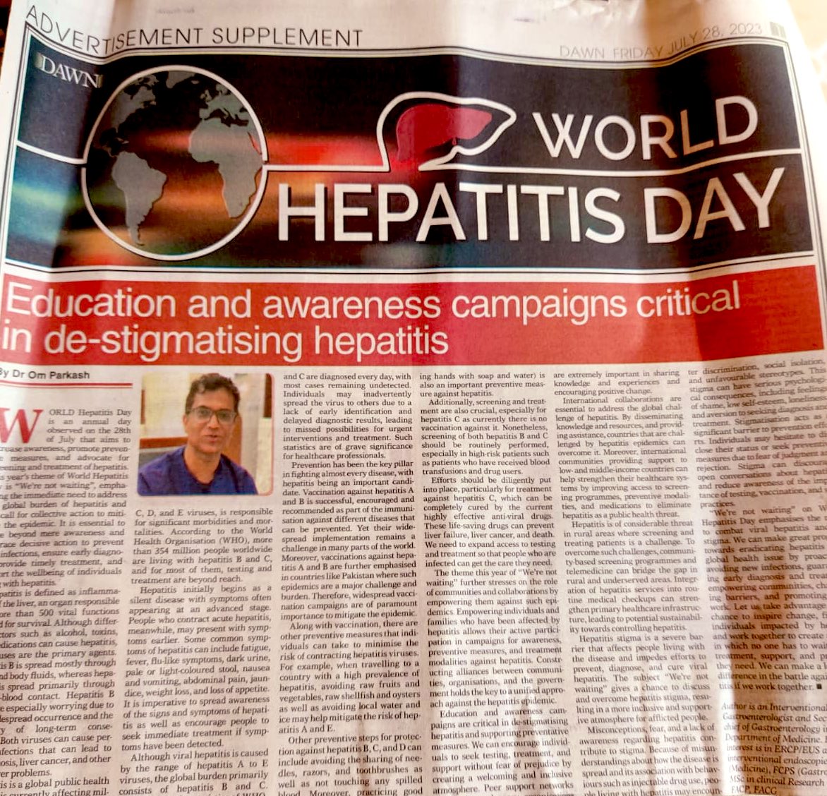 World hepatitis day. We need to fight against this menace of hepatitis in Pakistan because we are facing double burden of viral and non hepatits ( NAFLD/MAFLD) a non communicable disease. @AKUGlobal @CEO_AKUHPK @AdilHaiderMD @ZainabASamad @drayshaalmas @AASLDtweets @GeoASKKS @