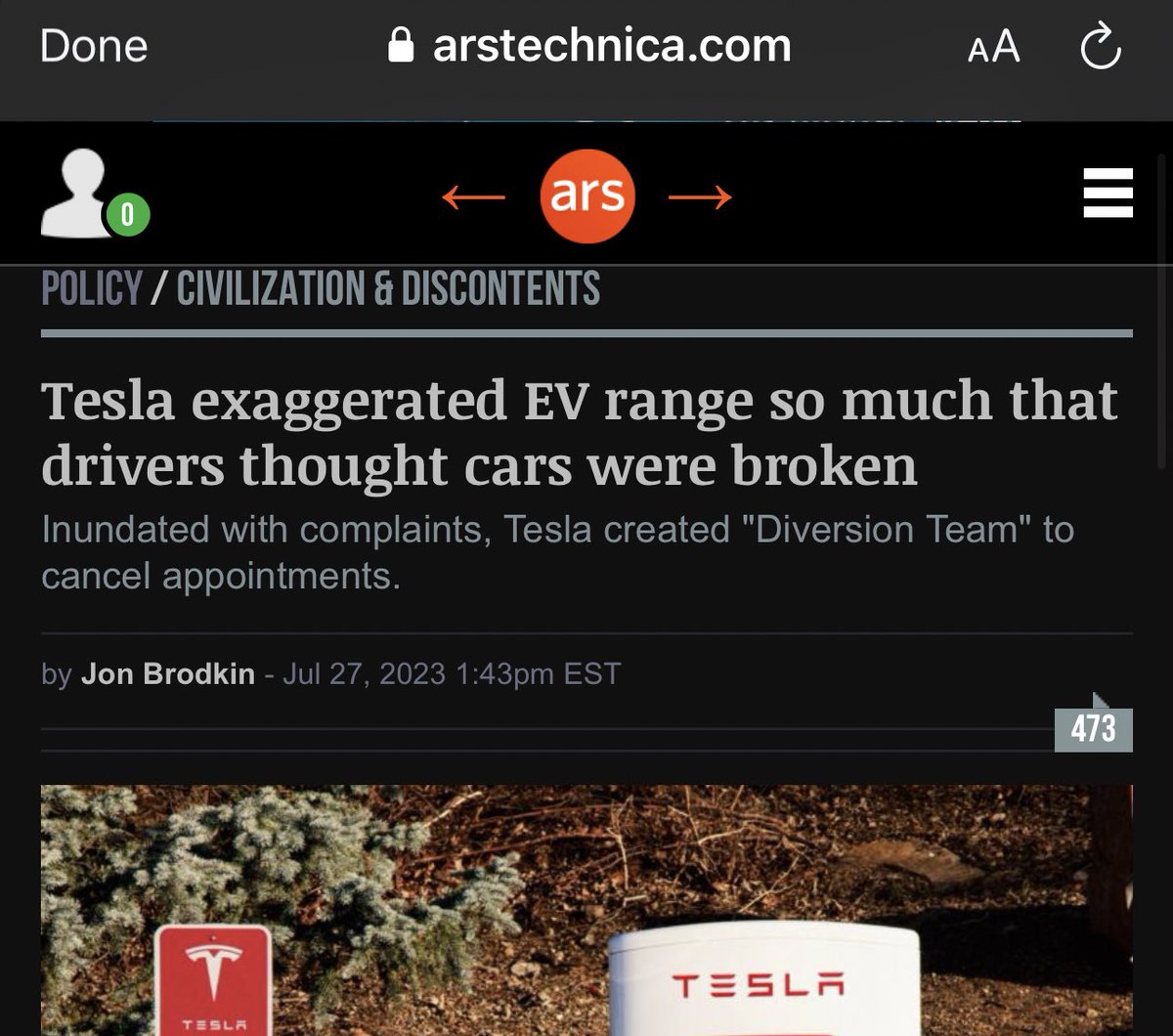 TheRealHoarse's tweet photo. Tesla lied to owners about mileage range.

Owners thought their cars were broken.

“When these owners scheduled service appointments to fix the problem, Tesla canceled the appointments because there was no way to improve the actual distance Tesla cars could drive between charges” https://t.co/RzVo3VbrQ2