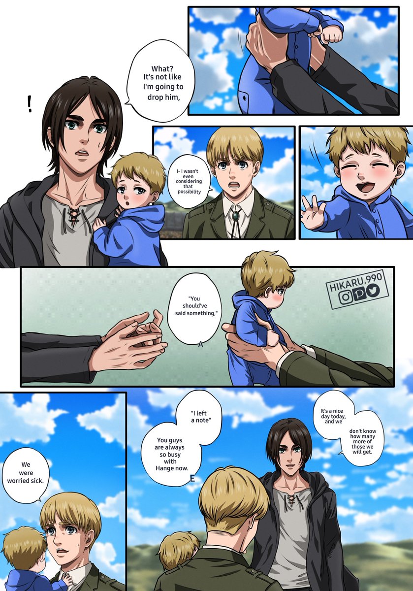 Hikaru990's tweet photo. ¡Hola gente!
 Estuve muy ausente estas semanas pero ya estoy de regreso, hice un comic basado en una historia esto no hubiera sido gracias @Tree_fromYT ella fue ideal se los agradezco mucho y espero que les guste. 😊👍

#アルミン・アルレルト  #エレン・イェーガー  #アルミカ https://t.co/LXSLODDR9G