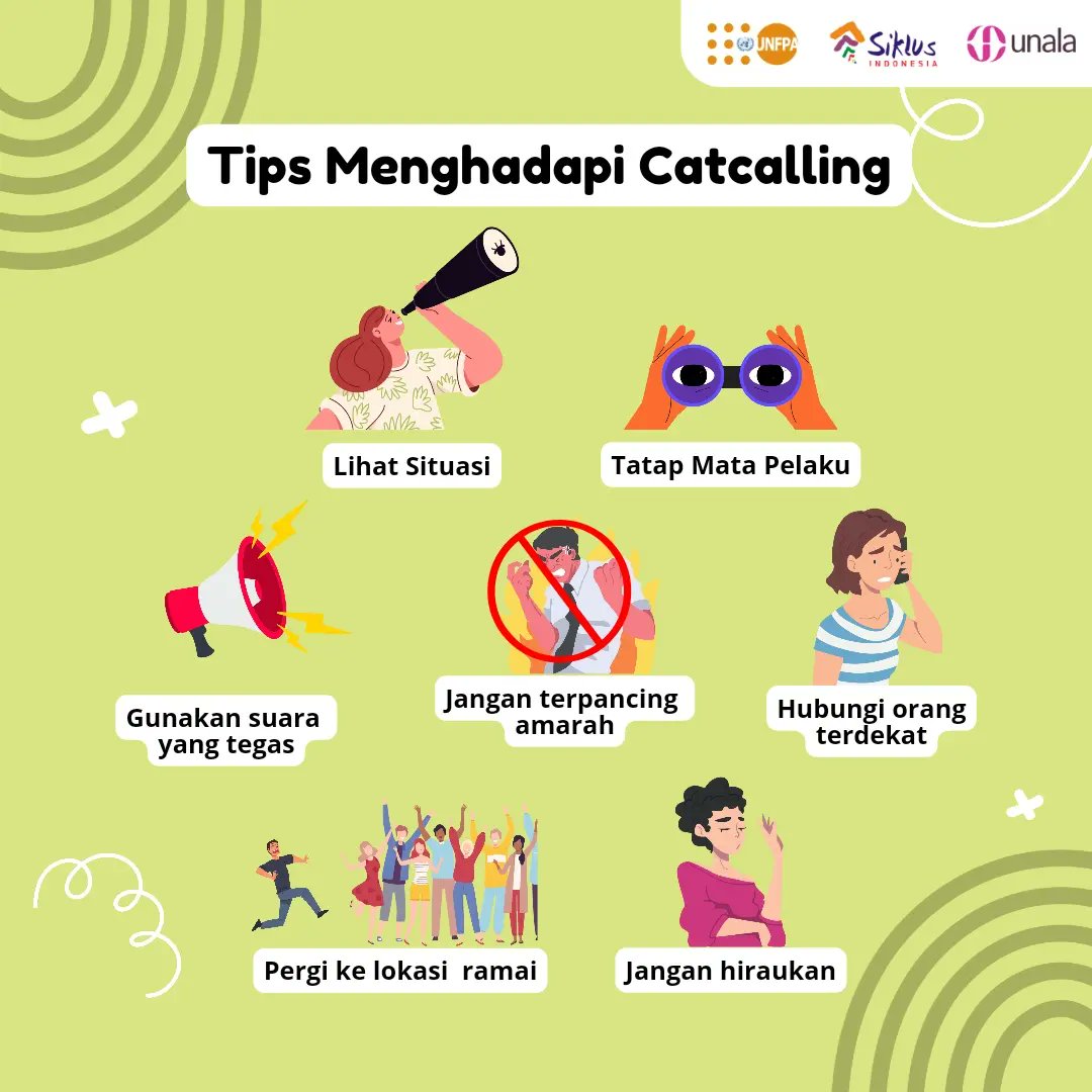 UnalaYouth's tweet photo. Dear sobat UNALA!

Apakah kamu pernah mendapatkan catcalling saat sedang melintas atau melakukan aktivitas di ruang publik? Tentunya hal itu sangat menyebalkan dan membuat tak nyaman. Yups, itulah kondisi yang ingin diciptakan oleh para pelaku. https://t.co/tZerL8deZa