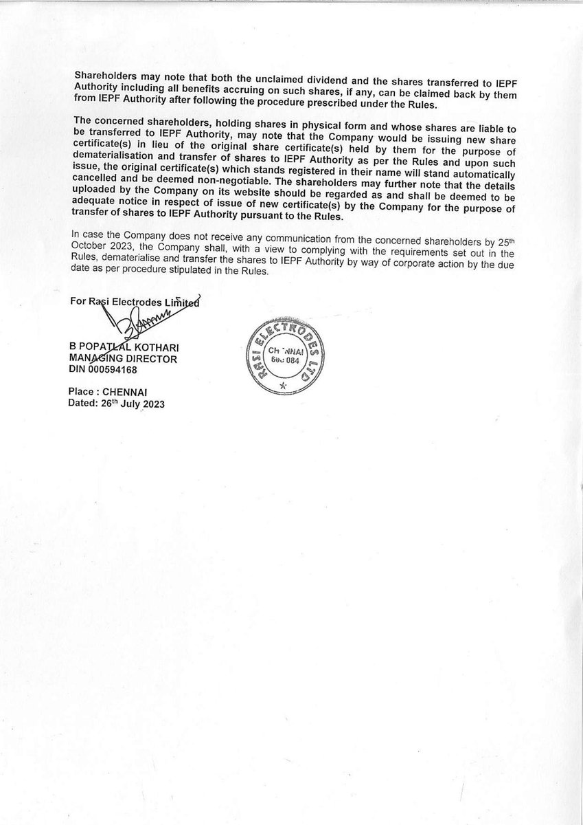 VPickr's tweet photo. #RASIELEC #DIVIDEND | Rasi Electrodes
4.2% above 200DMA | -20.3% below 52W High | Stock in Uptrend (CMP>50DMA>200DMA)🔥 Copy Of Notice Dated Issued To Shareholders
https://t.co/tyM6jG1Bn7 https://t.co/GJ6yjYPDgS