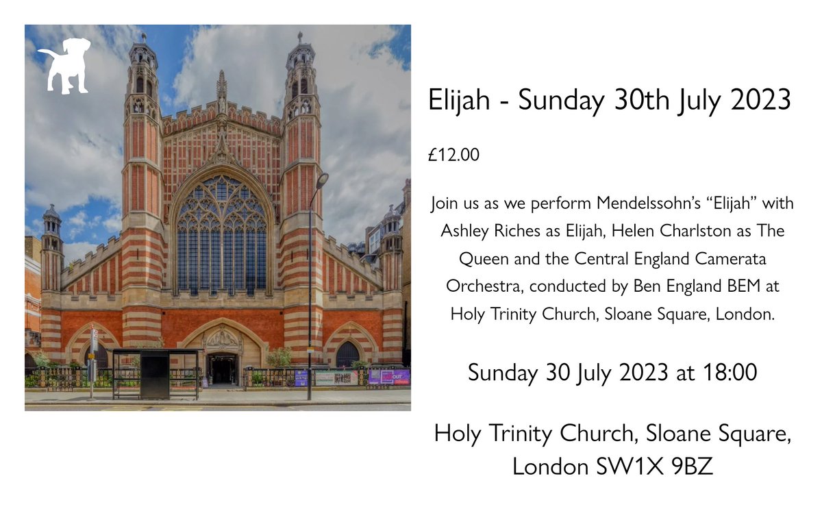 This Sunday at 6pm in Holy Trinity Church, Sloane Square, London, be swept away by the drama of Mendelssohn's Elijah! Join @AshleyRiches as Elijah, plus @helencharlston @Jenks_64 @LucyCoxSoprano & @CEECamerata conducted by @mrbenengland! 🎫 labradorevents.com/store/p/elijah… #LondonEvents