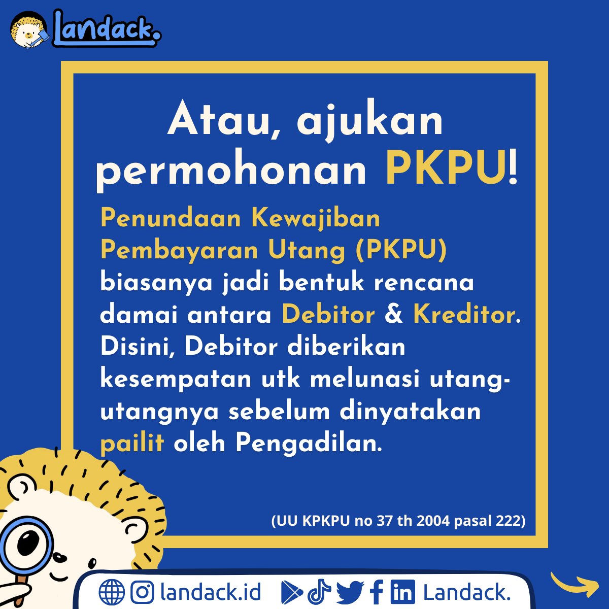 Landackid's tweet photo. Sobat punya masalah atau pertanyaan hukum? Coba dulu konsultasi dengan #Landack.~
#pengadilan #hukum #vendor #supplier #konsultasihukum #layananhukum #konsultasi #utang #bayar #perusahaan #utangperusahaan #kewajiban #kepailitian #mencuri #lunas #melunasi #debitur #kreditor https://t.co/2PfhbjNa8m