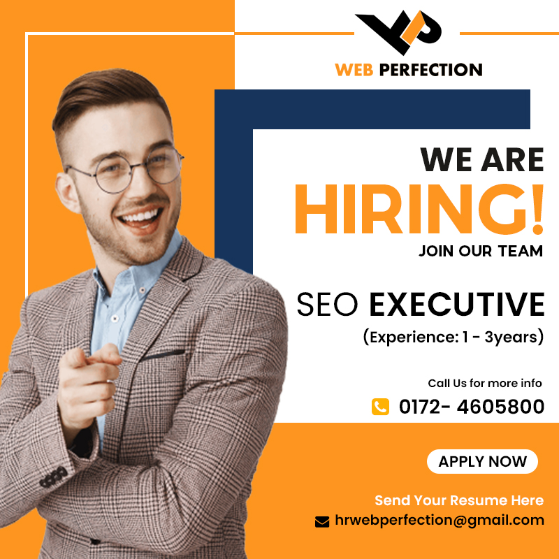 Urgent hiring !!

Web Perfection Technology are hiring for the mentioned below position for our esteemed organization .

Position: #Seo_Executive

Skills : #onpageoptimization #offpageoptimization #keywordresearch #metadescriptionlink #blogsubmission #googleanalytics  etc
