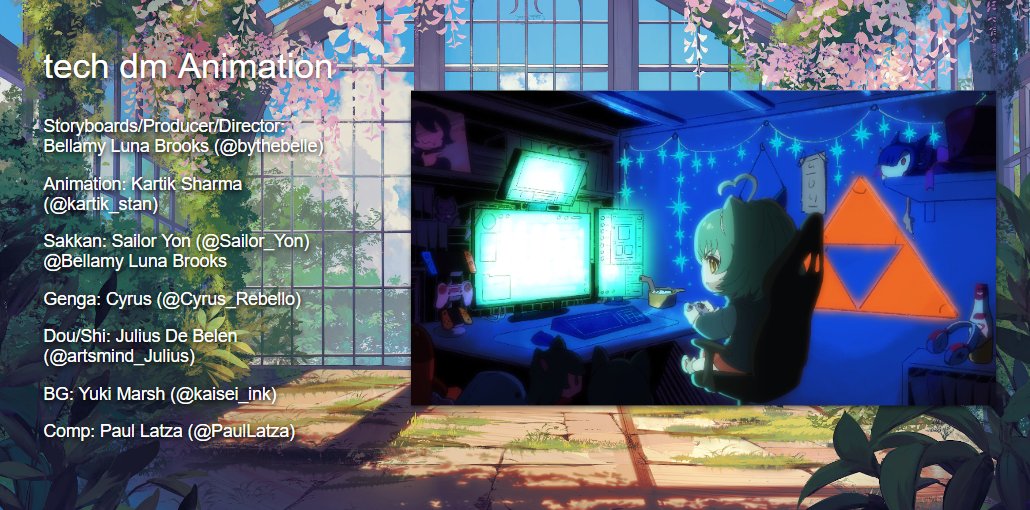 Girl_Dm_'s tweet photo. my brb has several scenes! 
tech dm:

Storyboards/Producer/Director: @bythebelle
Animation: @kartik_stan
Sakkan: @Sailor_Yon @bythebelle
Genga: @Cyrus_Rebello
Dou/Shi: @artsmind_Julius
BG: @kaisei_ink
Comp: @PaulLatza https://t.co/tAGYW8Wnzp