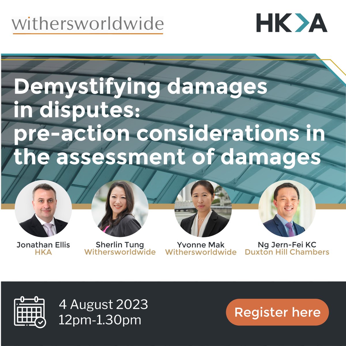 HKAGlobal's tweet photo. ๐ข Join #HKAexpert Jonathan Ellis, Duxton Hill Chambers' Ng Jern-Fei KC as well as Sherlin Tung and Yvonne Mak from @WithersLLP for a lunchtime panel to discuss how you can prepare for if and when a dispute arises.
๐ More info: https://t.co/2h0SuVVsWT https://t.co/SLWn0oYEud
