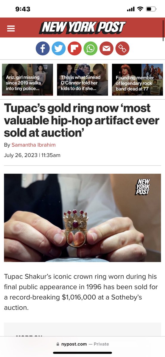 StevenBonus's tweet image. Can’t believe Drake’s the one who bought the Pac ring for 1.1 milly at auction 🤯